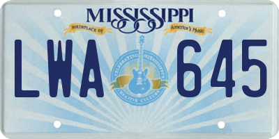 MS license plate LWA645