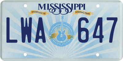 MS license plate LWA647