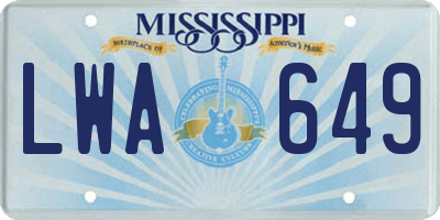 MS license plate LWA649