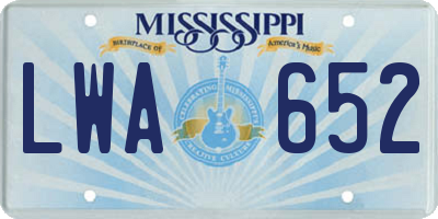 MS license plate LWA652