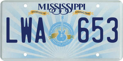 MS license plate LWA653
