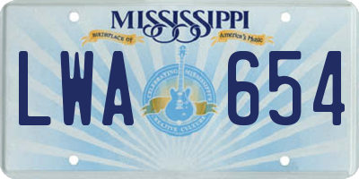 MS license plate LWA654