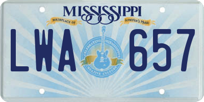 MS license plate LWA657