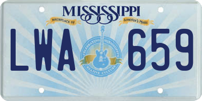 MS license plate LWA659
