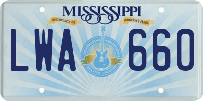 MS license plate LWA660