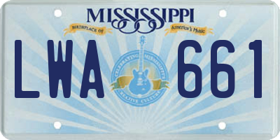 MS license plate LWA661