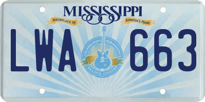 MS license plate LWA663