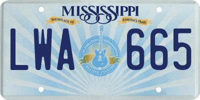 MS license plate LWA665