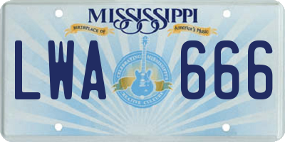 MS license plate LWA666