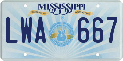MS license plate LWA667