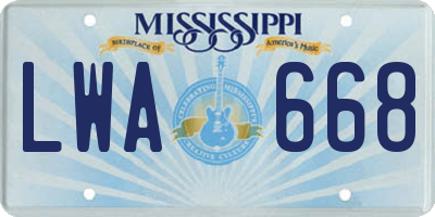 MS license plate LWA668