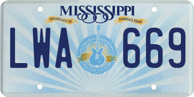 MS license plate LWA669