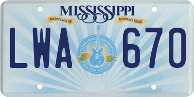 MS license plate LWA670