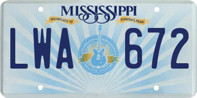 MS license plate LWA672