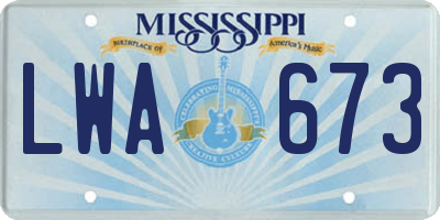 MS license plate LWA673