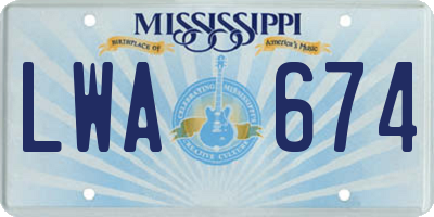 MS license plate LWA674
