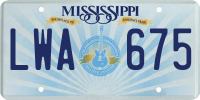 MS license plate LWA675