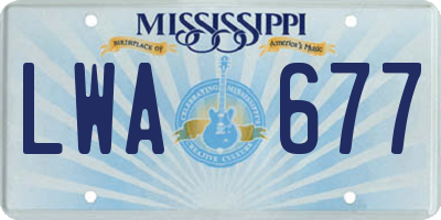 MS license plate LWA677