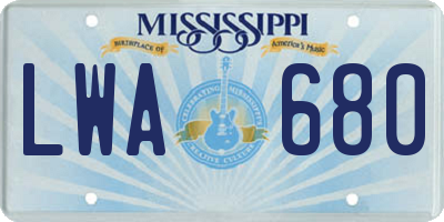 MS license plate LWA680