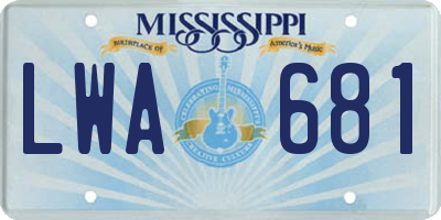 MS license plate LWA681