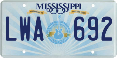 MS license plate LWA692