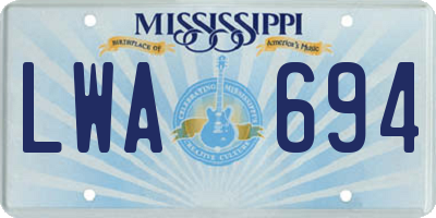 MS license plate LWA694