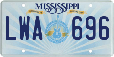 MS license plate LWA696