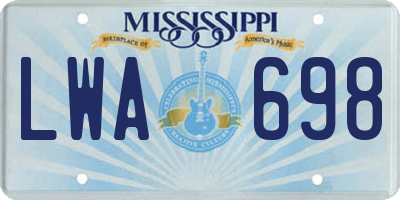 MS license plate LWA698