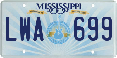 MS license plate LWA699