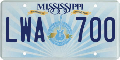 MS license plate LWA700