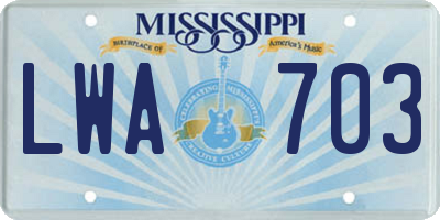 MS license plate LWA703