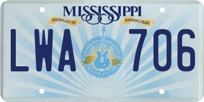 MS license plate LWA706