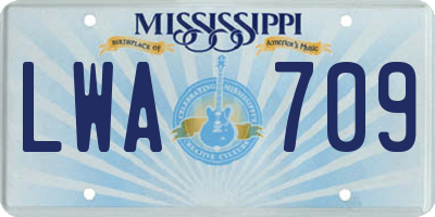 MS license plate LWA709