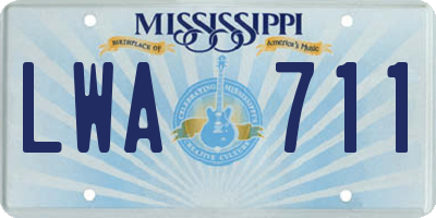 MS license plate LWA711