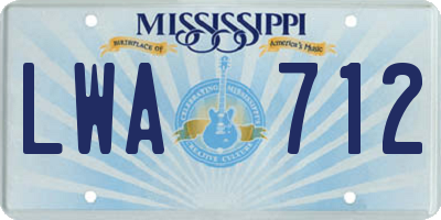 MS license plate LWA712