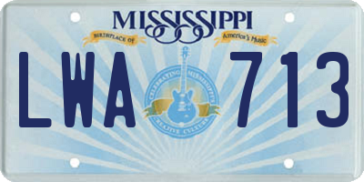 MS license plate LWA713