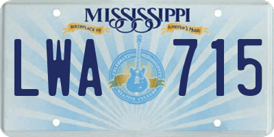 MS license plate LWA715