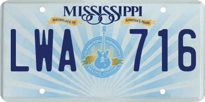 MS license plate LWA716