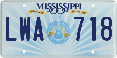 MS license plate LWA718