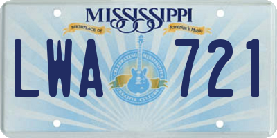 MS license plate LWA721
