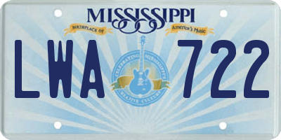 MS license plate LWA722