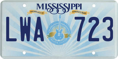 MS license plate LWA723