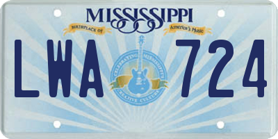 MS license plate LWA724