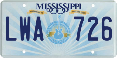 MS license plate LWA726