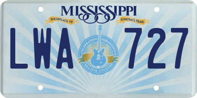 MS license plate LWA727