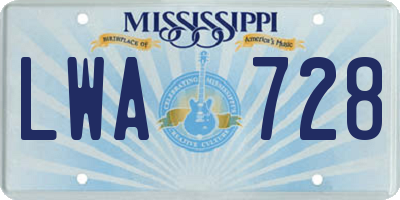 MS license plate LWA728
