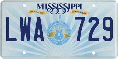 MS license plate LWA729