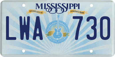 MS license plate LWA730