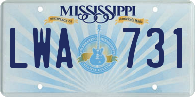 MS license plate LWA731