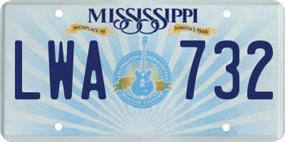 MS license plate LWA732